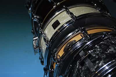 Just a few of the snare drums available to Chris when recording your online drum tracks