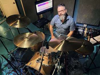 Chris Brush Preparing for a Remote Drum Session at PlethoraTone Studios