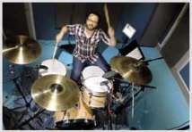 Chris Brush on an online drum session in the PlethoraTone A room